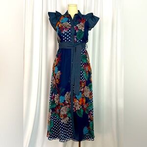 CQ by CQ Short Ruffle Sleeve Semi-Sheer Dress (655)